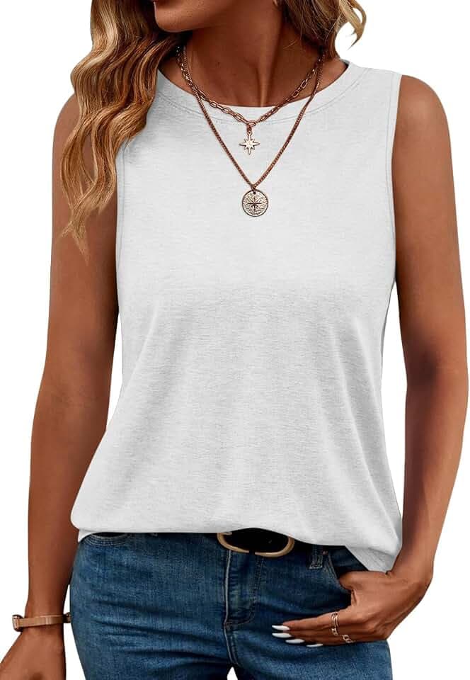 TICTICMIMI Women's Sleeveless Shirts Crew Neck Tank Tops Casual Basic Tees
