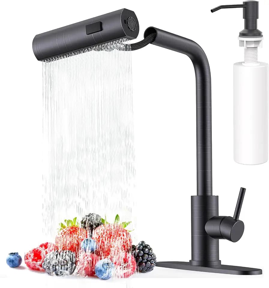 AVSIILE Kitchen Faucets with Pull Down Sprayer & Soap Dispenser, Bronze
