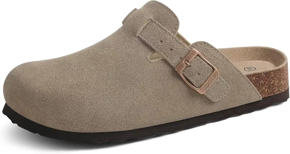 ODOLY Genuine Suede Clogs for Women Men Comfort Cork Footbed Potato Shoes