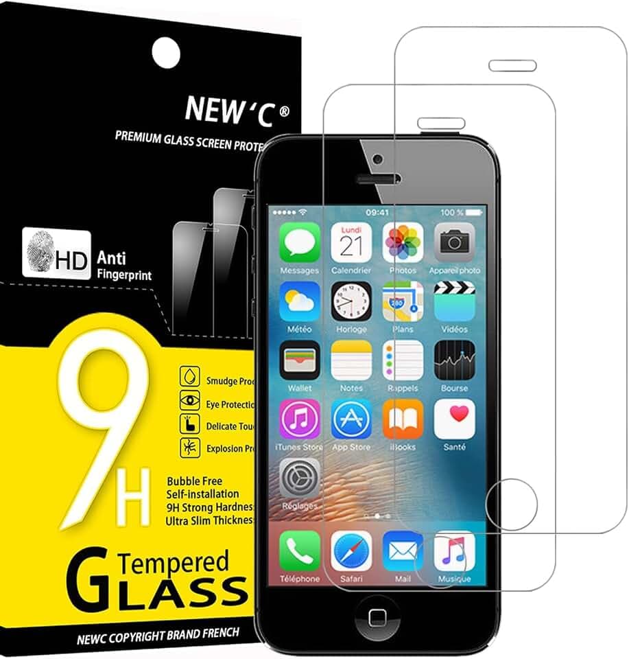 NEW'C Schutzfolie für iPhone 5S, iPhone 5C, iPhone 5 für Panzerglas
