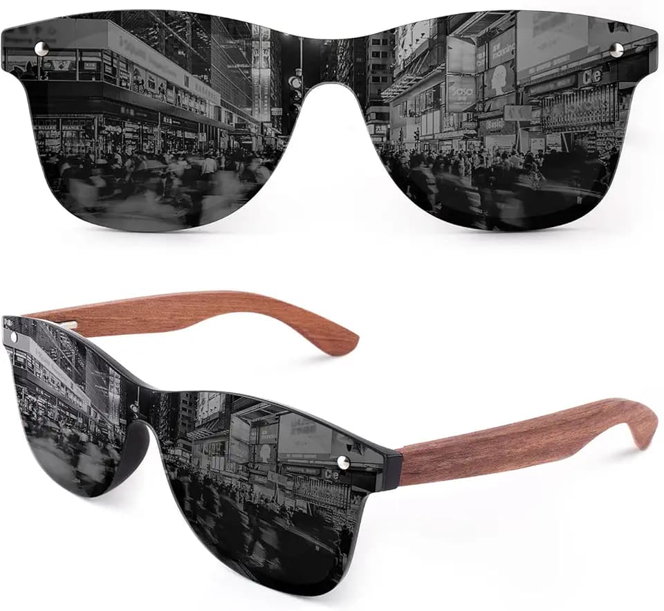 GQUEEN Sonnenbrille Holz Herren Damen Polarisierte Retro UV400