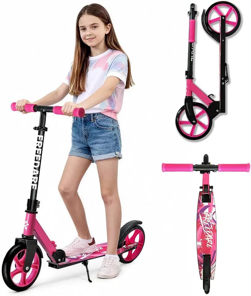 FREEDARE Foldable Kick Scooter for Ages 8+ Kid & Teens, Adults, Multi-Color