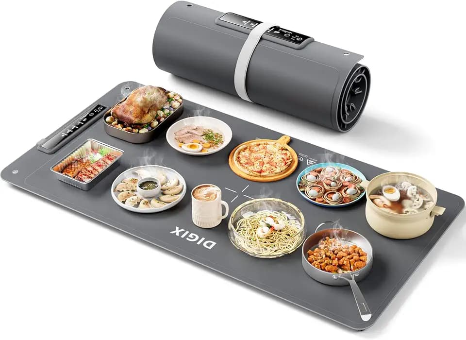 DIGIX Food Warming Mat Extra Large, XXL 36"x16", Warming Mat for Food, Food Warmer Chafing Dishes, Portable Food Warmers Trays for Parties Buffet, 4 Level Temp, 3 Timer Settings (Grey)