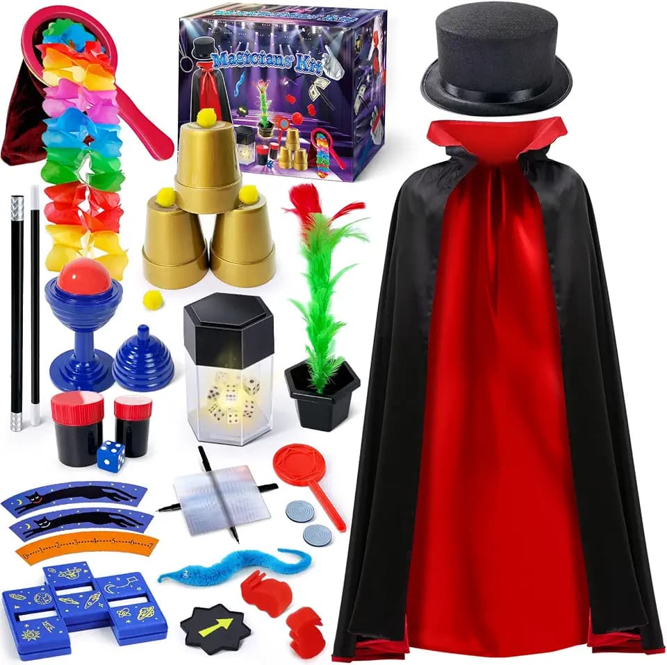 PATIFEED Kids Magic Kit with Magician Costume, Hat, Wand