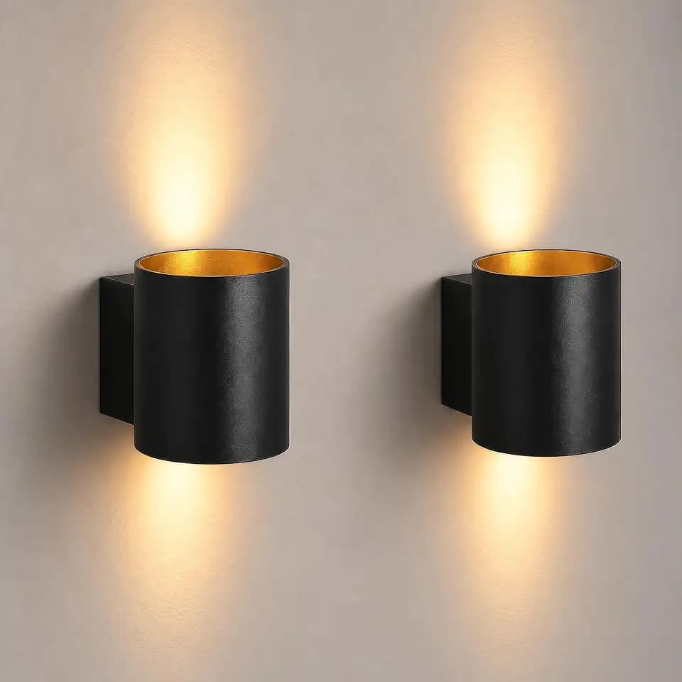 SSC-LUXon TUANI Wandleuchte 2x innen schwarz-gold Up & Down für G9