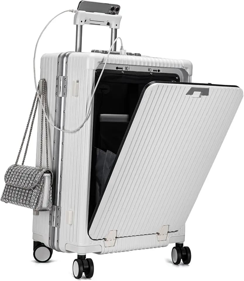 feilario PC Hardside Carry On Luggage, Aluminum Frame, TSA Lock, Cup Holder