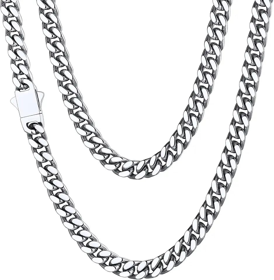 ChainsHouse Cuban Link Chain for Men, Stainless Steel Waterproof Necklace