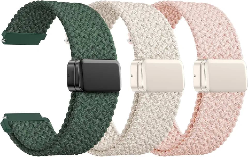 JNN Quick Release Watch Band - Magnetic 18mm 20mm 22mm Braided Nylon Watch Bands, Adjustable Elastic Nylon Watch Straps Replacement Wristband for Men Women