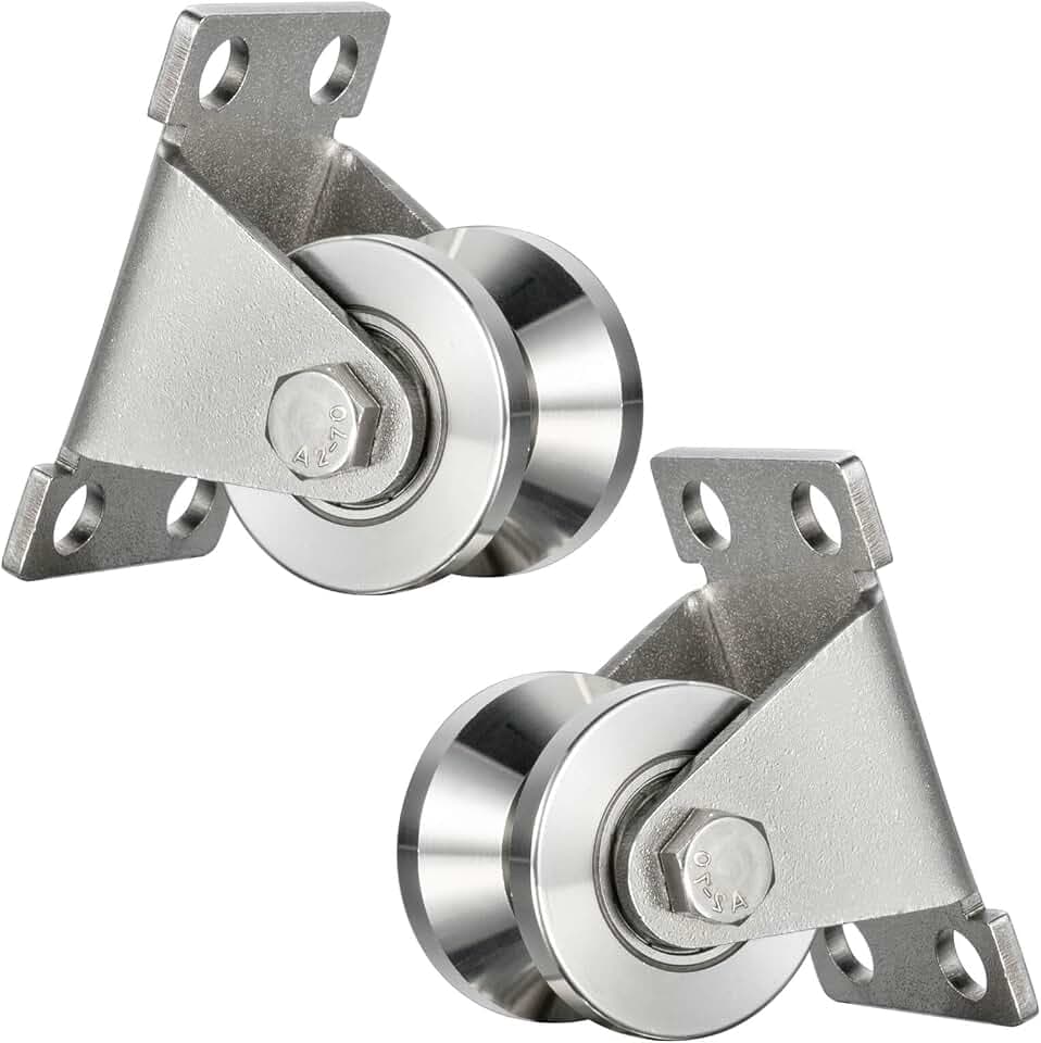 Umlenkrolle mit 2 Kugellager, 304 Edelstahl Fitness flaschenzug, 32mm V Typ Umlenkrollen für 10mm Seile Stahlseil, Tragkraft 250kg, 2 Stück