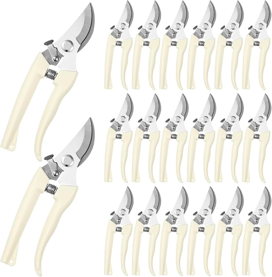 20 Garden Flower Shears Pruning Scissors Heavy Duty Plant Scissors Trimming Garden Clippers Hand Tree Pruner for Yard Gardening Plants Hedge Flower Tree Cutting Secateurs (Beige)
