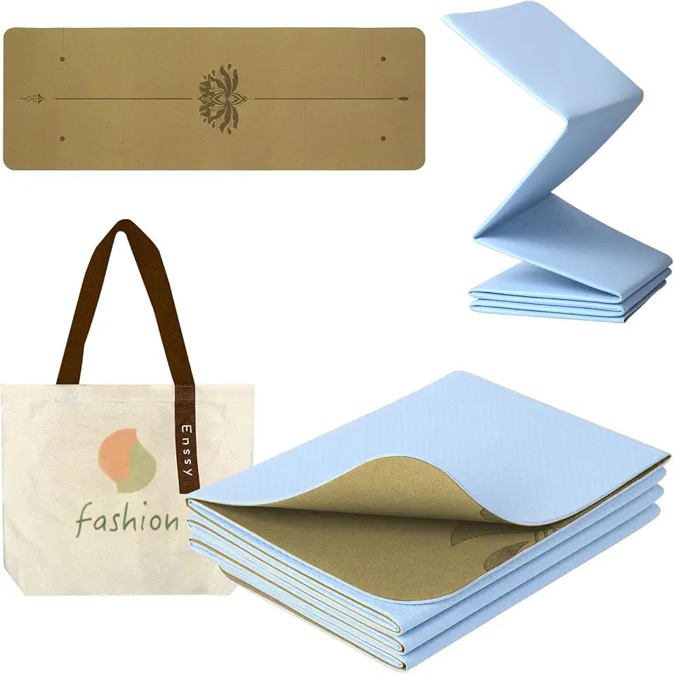 Reise-Yogamatte, faltbar, klein, 173 x 61cm, mit Tragetasche, leicht, für Pilates
