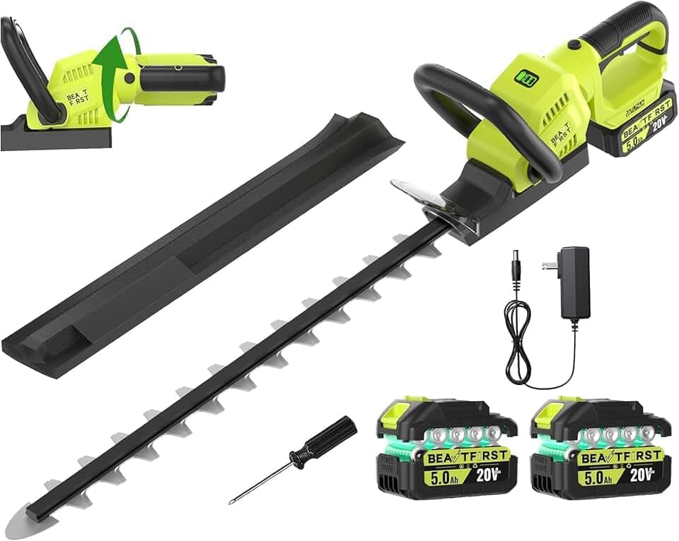 20V 22-Inch Hedge Trimmer Cordless with 2x5.0Ah Battery & Charger