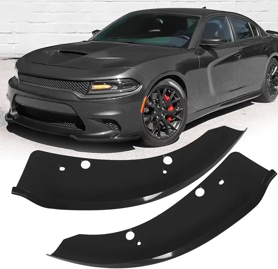 Front Bumper Lip Splitter Protector Compatible with Dodge Charger Hellcat/SRT 392 / Scat Pack/RT Scat Pack/GT/RT 2015-2021, Black, Pack of 2