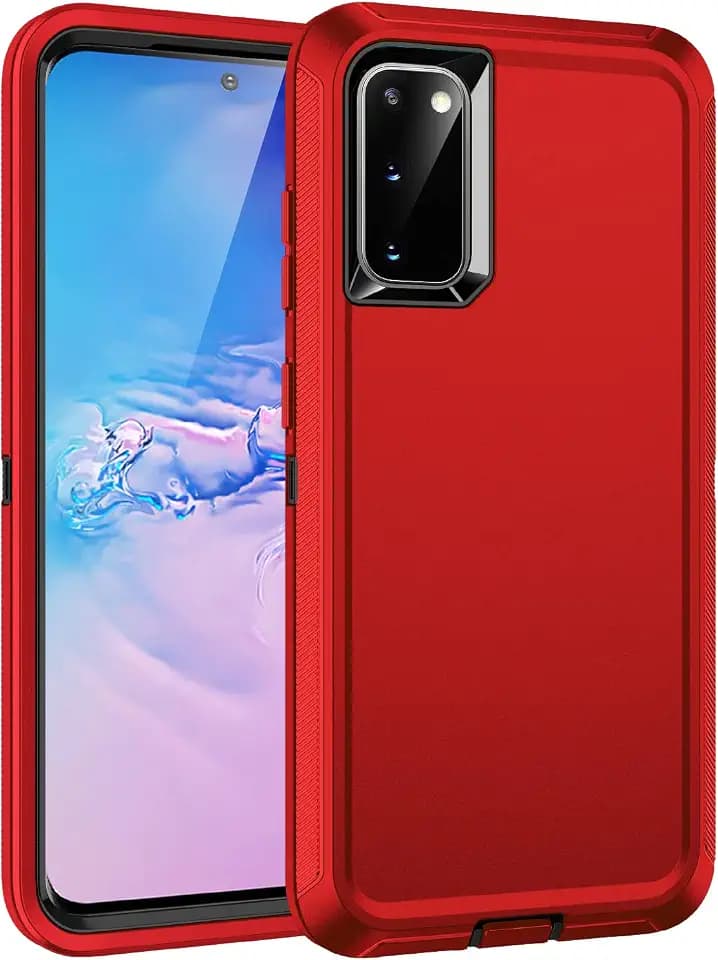 for Galaxy S20 5g Case,Shockproof Dropproof Dustproof 3-Layer Full Body Protection Rugged Heavy Duty High Impact Hard Cover Case for Galaxy S20 6.2 inch,Red/Black