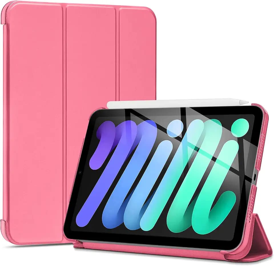 ProCase Smart Case for iPad mini 7 (A17 Pro 2024)/ Mini 6 2021 8.3 Inch, Hard Back Cover for iPad mini 7th/6th Generation A2995/A2996/A2993/A2567/A2568/A2569 -Melonpink