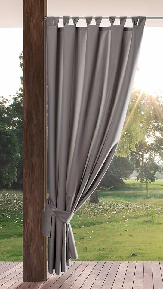 Eurofirany Garden Outdoor Vorhang mit Klett-Schlaufen, 1 Stück, Blickdicht & Wetterfest, UV-Schutz, für Balkon Terrasse Pergola Pavillon, H260 x B155 cm, Dunkelgrau
