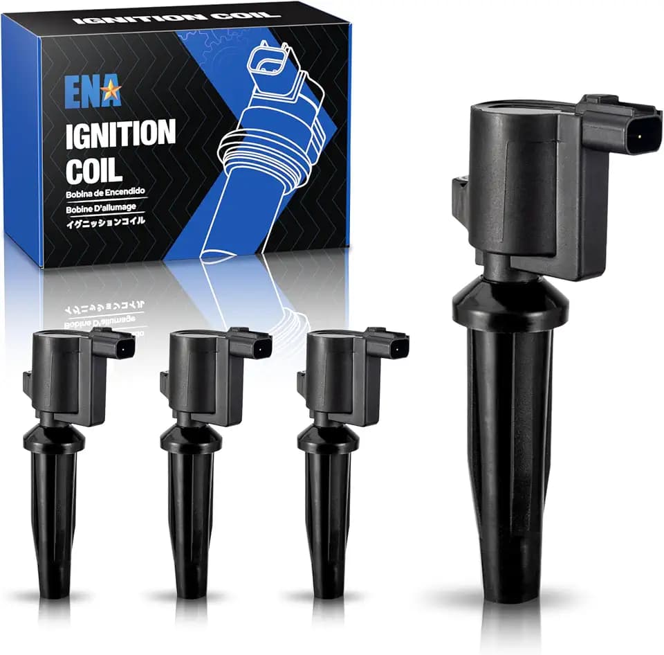 ENA Set of 4 Ignition Coil Pack Compatible with Ford Mazda Mercury Escape Focus Tribute Mariner Transit Connect Fusion Ranger MKZ 2.0L 2.3L 2.5L DOHC Replaces FD505 DG501 DG504 DG541 DG507 - Black