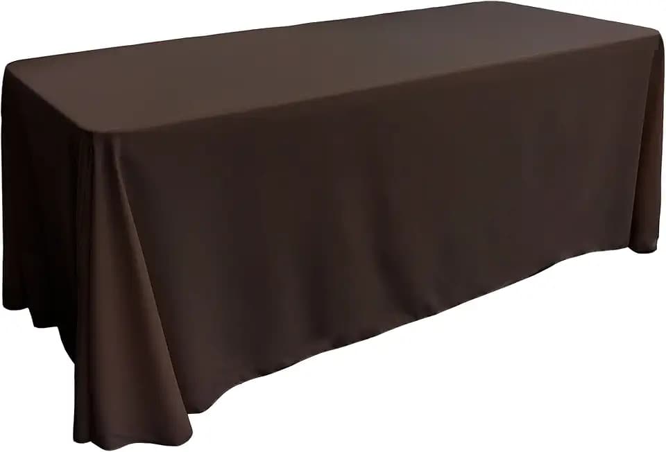LA Linen Polyester Poplin Washable Rectangular Tablecloth, Stain and Wrinkle Resistant Table Cover 90x156, Fabric Table Cloth for Dinning, Kitchen, Party, Holiday 90 by 156-Inch, Brown