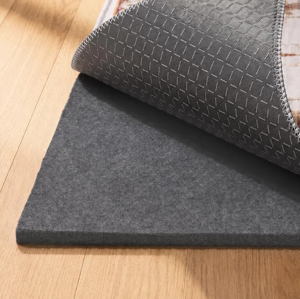 Non-Slip Rug Pad 9' x 12' –1/4" Thick Felt & Rubber Underlay in Dark Gray