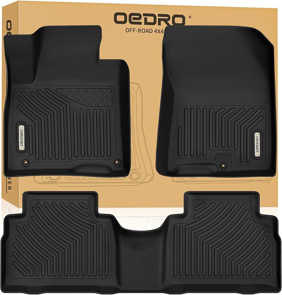 OEDRO Floor Mats Fit for 2019-2020 Hyundai Santa Fe Limited/SE/SEL/SEL Plus/Ultimate 5 Passenger, TPE All-Weather Custom Fit Floor Liners for Santa Fe Accessories, 1st and 2nd Row Car Mats Set, Black