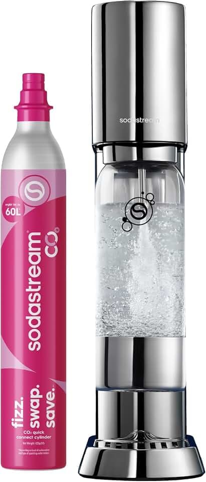 SodaStream ENSO Wassersprudler -1L Sprudlerflaschen & CO2-Zylinder, Silber