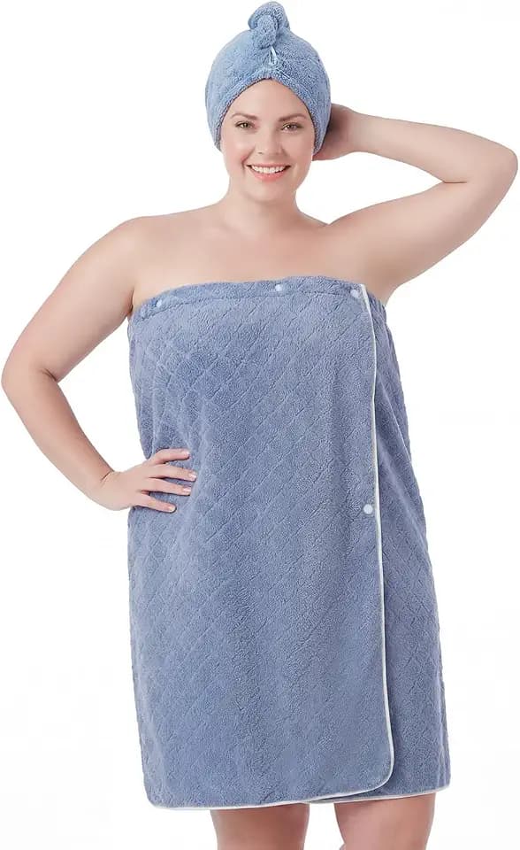 Oversized Bath Towel Wrap for Women with Plus Size Hair Dry Towel Set