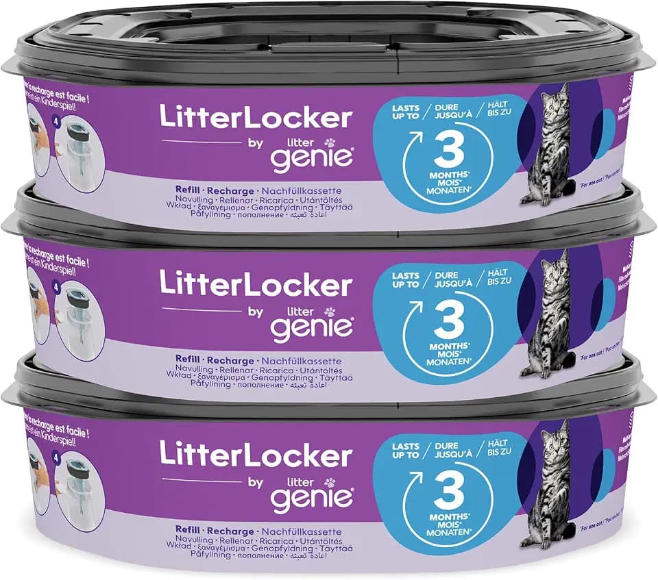 Litter Genie LitterLocker by, 3er-Pack XL-Nachfüllkassette, Original-Spezialfolie mit Geruchsbarriere garantiert 100% Geruchsschutz