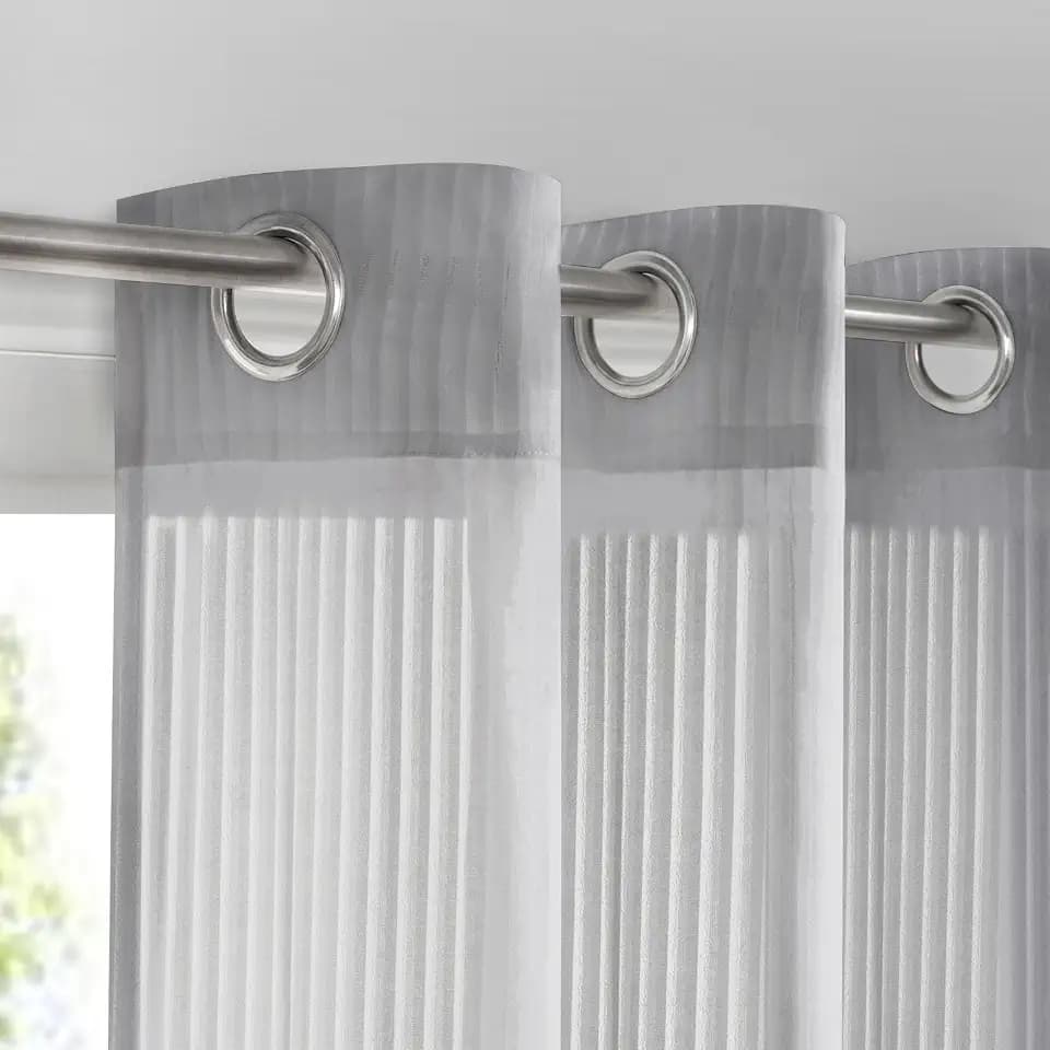 Grey Sheer Curtains 84 inches Long - Home Decoration Grommet Airy & Lightweight Elegant Window Treatments with Light Filtering for Bedroom/Living Room (2 Panels, W52 x L84)