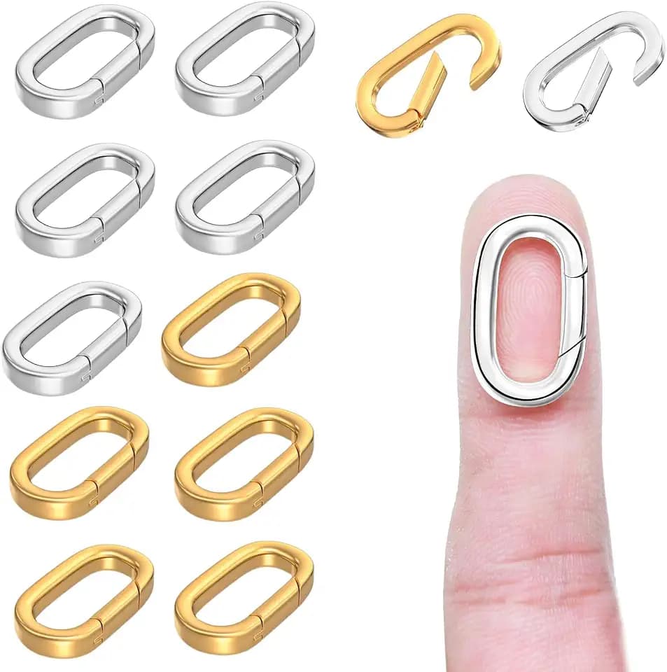 12 Stück Ovaler Verschluss, Ovaler Schmuckverschluss mit Geschlossenem Federring, Karabiner, Halskettenverschlüsse und Verschlüsse für die Herstellung von Schmuck, Halsketten und Armbändern