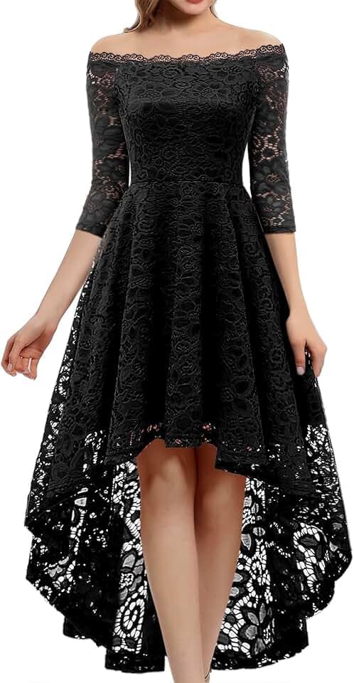 Dressystar Women's Lace Off Shoulder Cocktail Formal Wedding Guest Dress