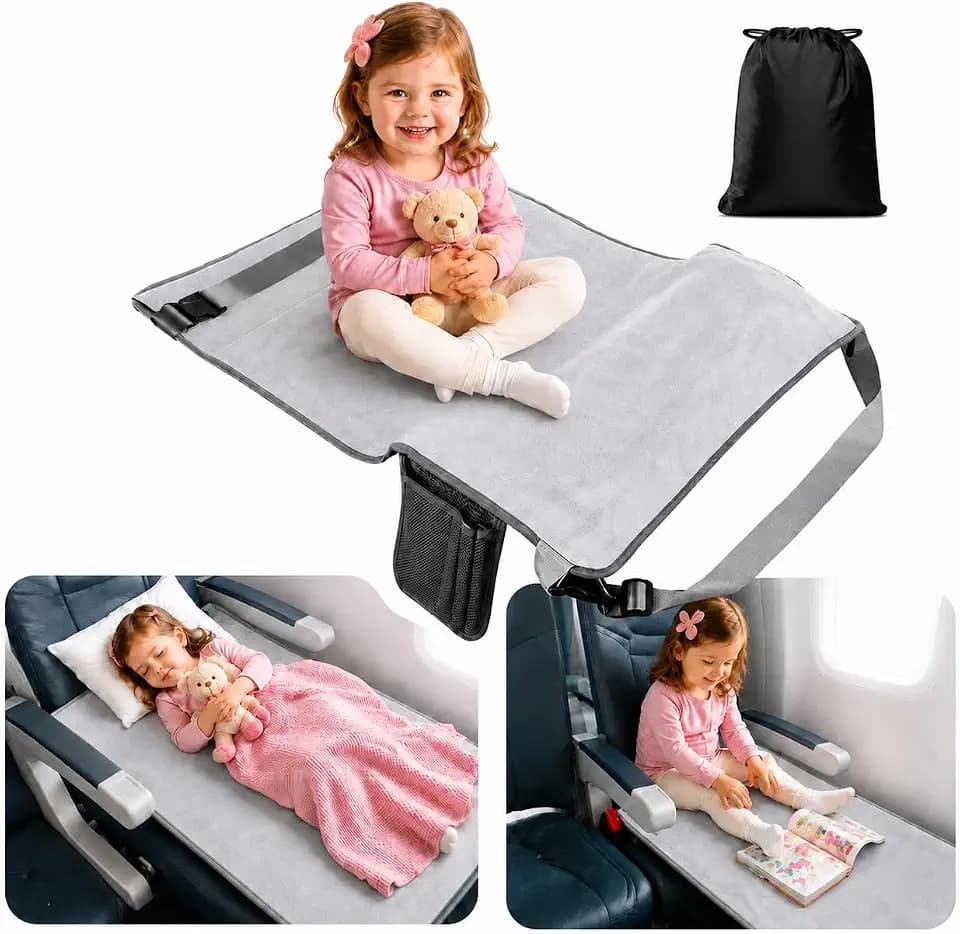Toddler Airplane Bed, Portable Airplane Seat Extender for Kids Travel Essentials, Toddlers Long Flight Must Haves Footrest