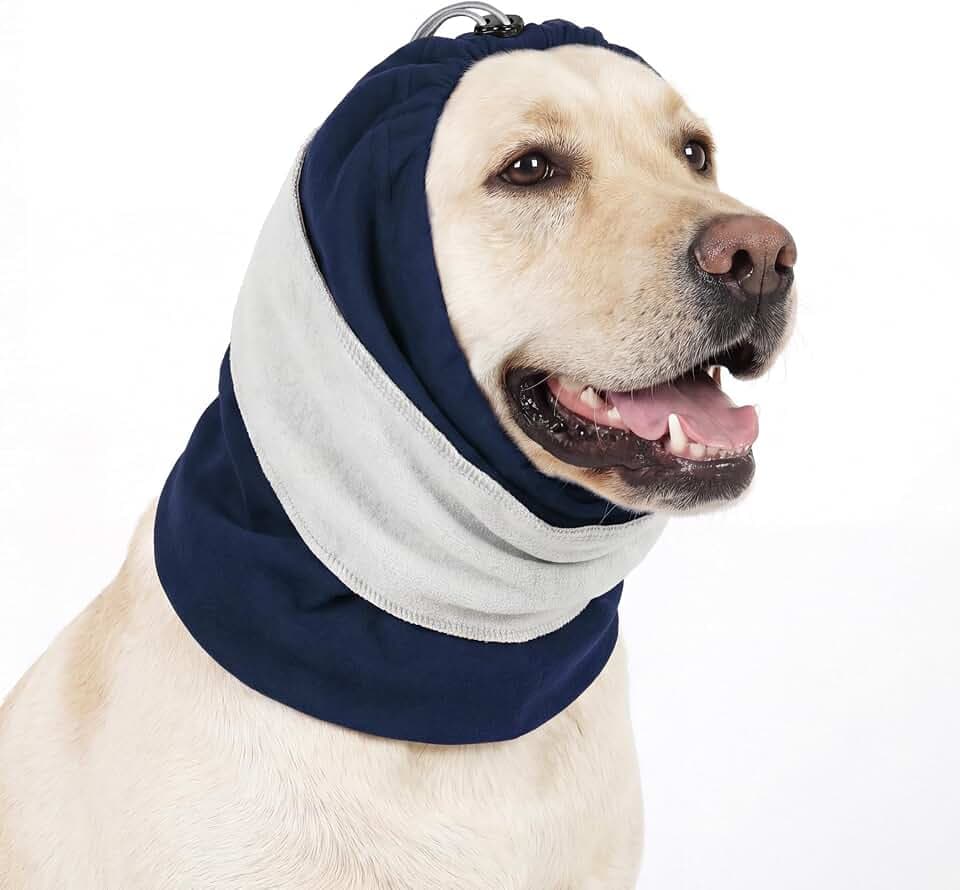 Dog Calming Hoodie for Anxiety Relief, Noise Cancelling, Ear Muffs Protection Wrap with Silent Velcro; Essential During Grooming, Thunder, Festive Fireworks Hematoma