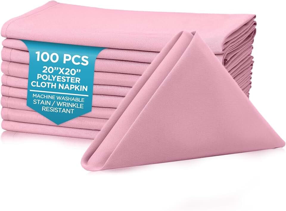 Leading Linens 100 pcs Pink 20"x20" Polyester Cloth Napkins
