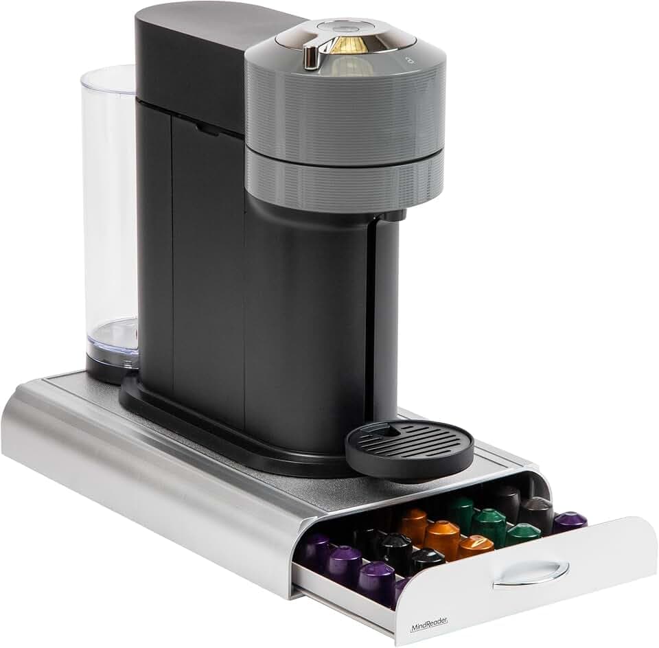 Mind Reader Nespresso kompatible Kapselschublade, Arbeitsplatte, Kaffeekapselhalter, Aufbewahrung, 23,5 x 38,5 x 5,08 cm (L x B x H) (9,25 x 15 x 2 Zoll), Silber