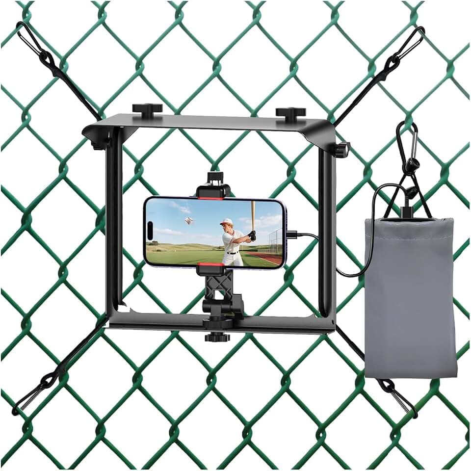 Handy-Zaunhalterung mit Schatten für Game Changer Montagekit iPhone, Mevo Start, GoPro und andere Action-Kameras, 360°-Drehung, Streaming-Funktion, ideal für Aufnahmen bei Baseball, Tennis und Fußball