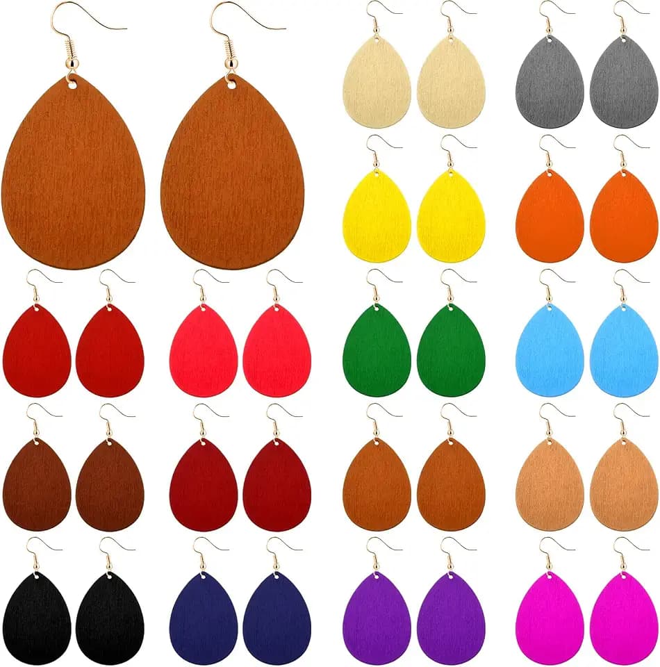 Ecally 16 Pairs Bohemian Wood Earrings African Earrings