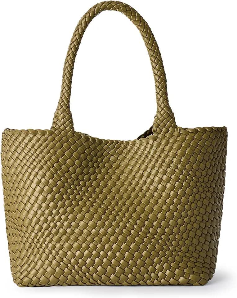Woven Tote Bag for Women Soft Vegan Leather Large Shoulder Bag