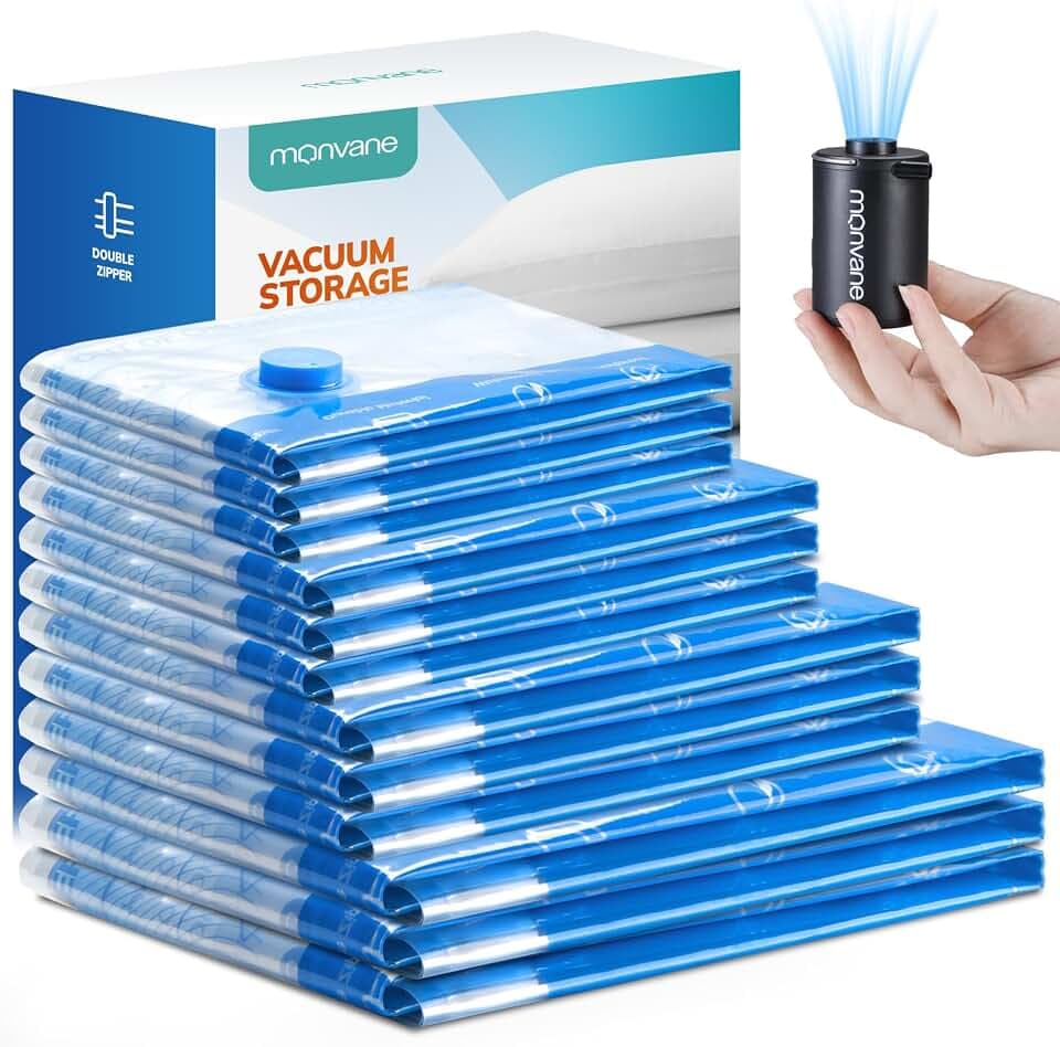 Vakuum-Aufbewahrungsbeutel mit elektrischer Luftpumpe, 9Stück für Reisen, platzsparende Taschen und Gepäckverpackung, Kompression für Kleidung und Kleidung