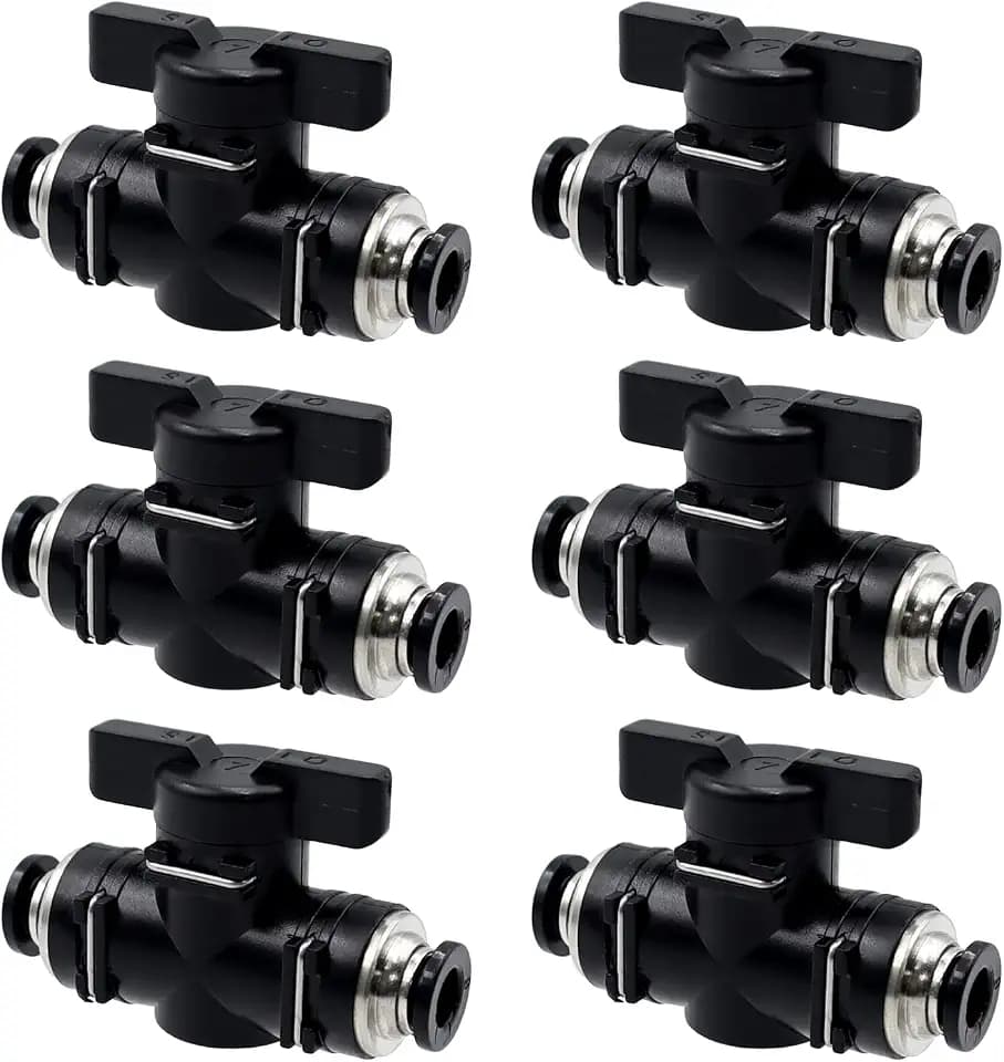 CONNECTION 6 Stück Pneumatischer Kugelhahn BUC 6 mm Pneumatik Steckverbinder Gerade Luftdurchfluss-Regelventil Absperrhahn Pneumatik Kugelhahn für Verbindung von Luft Schlauch Nylonrohre (Schwarz)