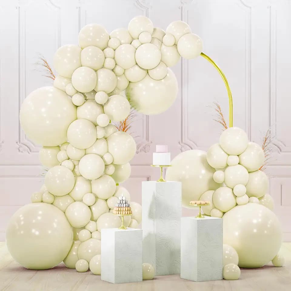 PartyWoo Beige Balloons 120pcs Cream Ivory Different Sizes 18 12 10 5 Inch