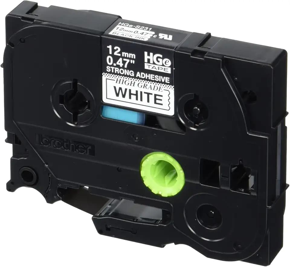 Brother Genuine HGeS231 12mm Black White Label Tape 5 Pack