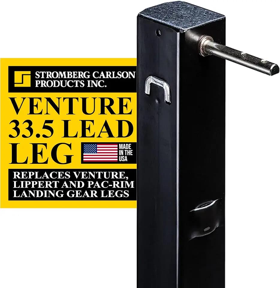 Stromberg Carlson LG-177202 Venture Lead Leg - 5th Wheel Landing Gear Replacement for RV, Camper & Trailer - Compatible with Venture, Lippert & Pac-Rim - Pin Included - Black, 33.5" Leg