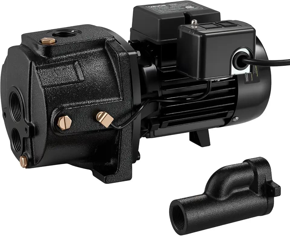 VEVOR 1 HP Shallow Well Jet Pump, AC 115/230 Volt, 1400 GPH Dual Voltage Cast Iron Well Jet Pump, with 164 ft Max Head Lift, Automatic Pressure Switch, for Garden Irrigation Lawn Sprinkler System