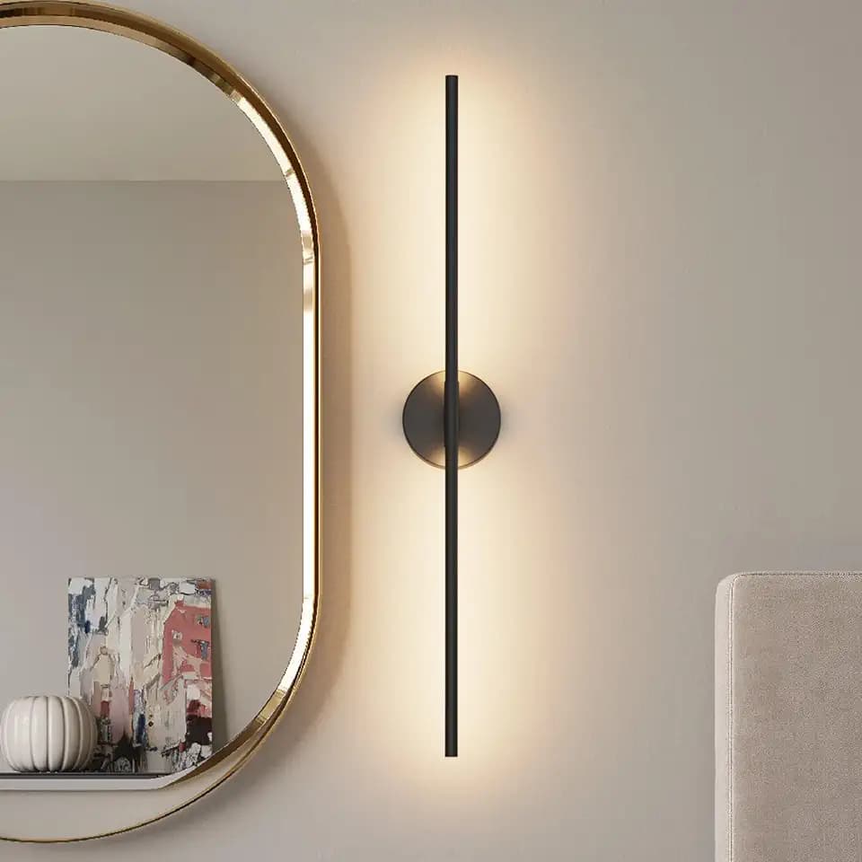 Modern Wall Sconce for Bathroom & Bedroom - 33In Black Vanity Light Fixture - 3000K Warm Light - 360 Rotate Over Mirror