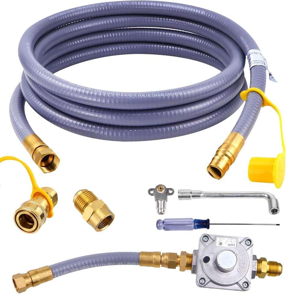 97352 98523 Natural Gas Conversion Kit for Monument Grills Model 41847NG 77352NG & Denali 605, 10 Ft 1/2" ID Natural Gas Hose