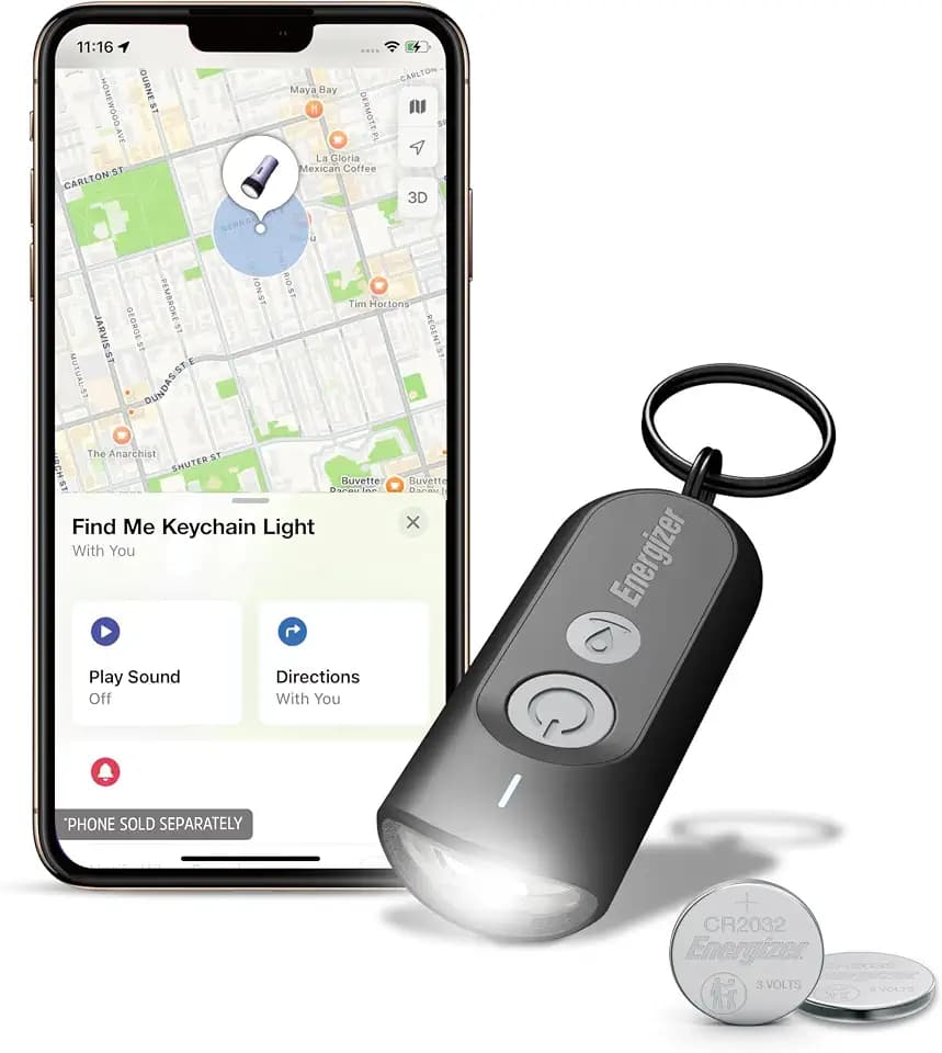 Energizer Find Me Keychain Light, Apple Find My Bluetooth Tracker, Black