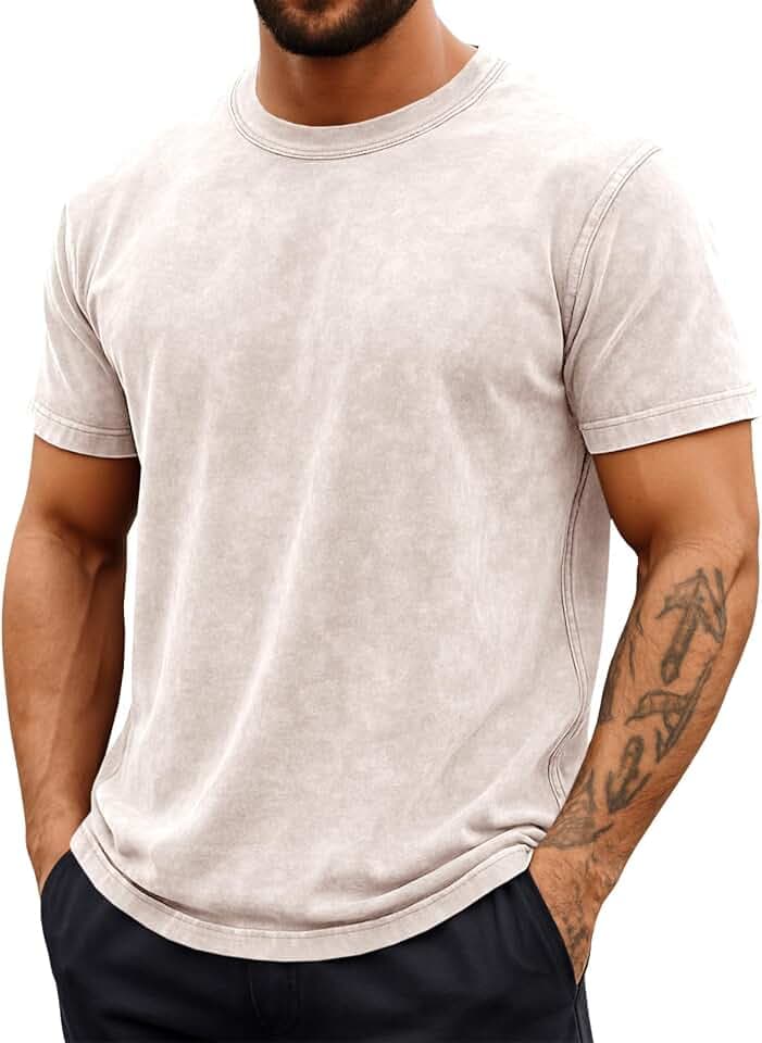 Runcati Mens Short Sleeve Acid Wash T-Shirts