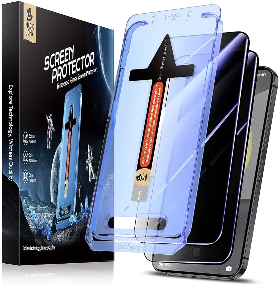 MAGIC JOHN Privacy for Samsung Galaxy S24 Screen Protector, Easy Install