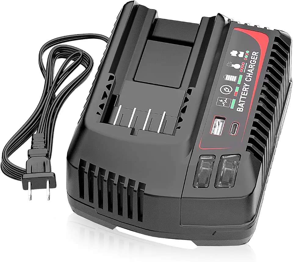 【USB A+Type C Port】 Multi-Functional 20V Charger Replacement for Craftsman 20v Battery Charger CMCB104 CMCB124, Compatible with Craftsman V20 Battery CMCB201 CMCB202 CMCB204 CMCB205 CMCB206 CMCB209