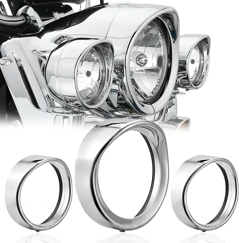 7" Chrome Visor Style Trim Ring, 4.5" Passing Light Visor Bezel